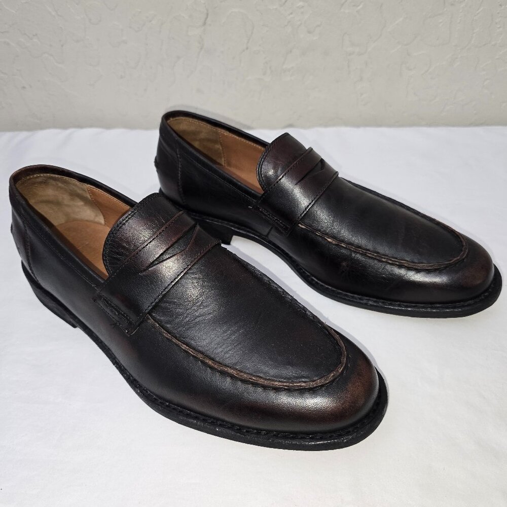 Frye Tyler Men's Burnished Black Leather Penny Loafers FR40433 Size 9.5 D